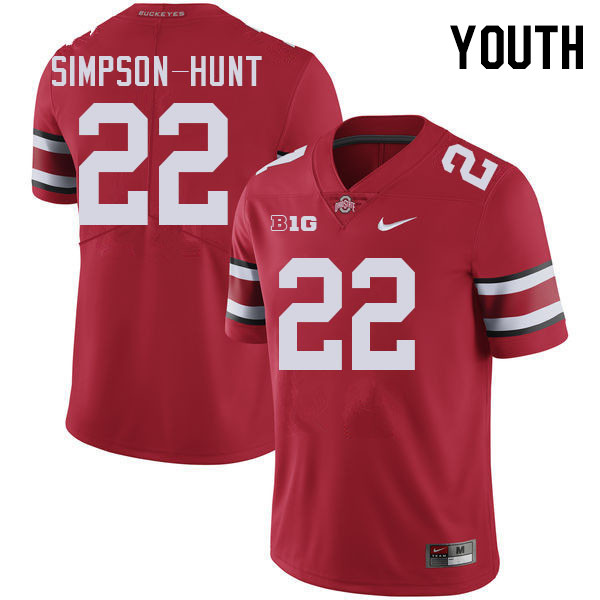 Youth #22 Calvin Simpson-Hunt Ohio State Buckeyes College Football Jerseys Stitched-Red